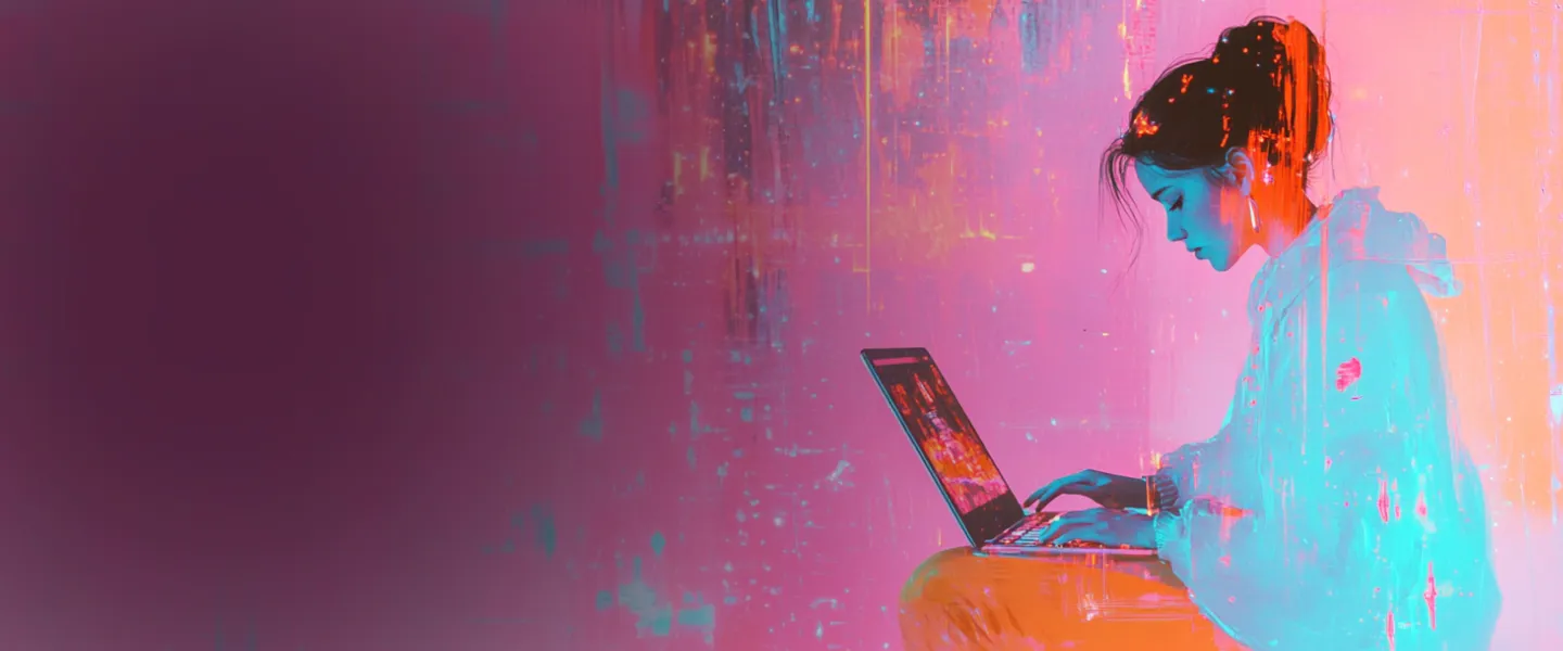 Woman typing on a laptop