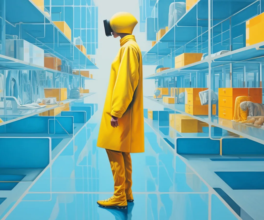 A customer wearing yellow outfit using AI personalization