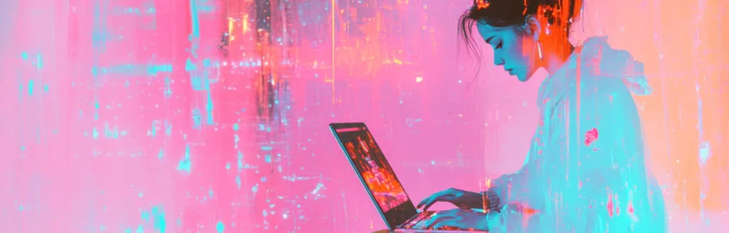 Woman typing on a laptop