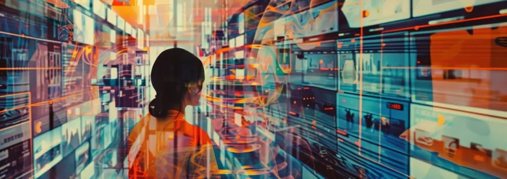 Woman navigating in-store inventory to represent Demand sensing and forecasting concept