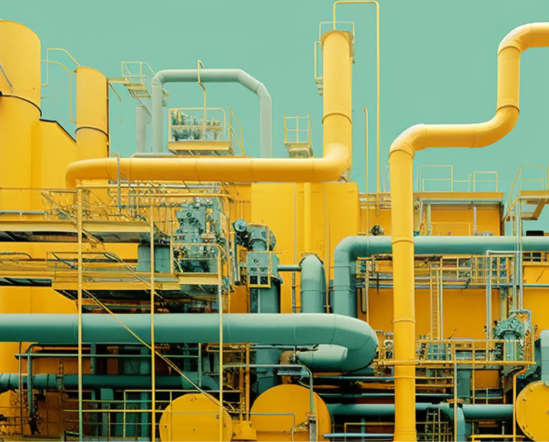 A pastel color plant that has built transition to net-zero emissions