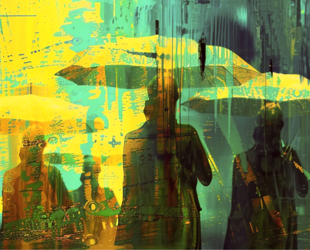 Two silhouettes with umbrellas to illustrate embedded insurance in everyday life
