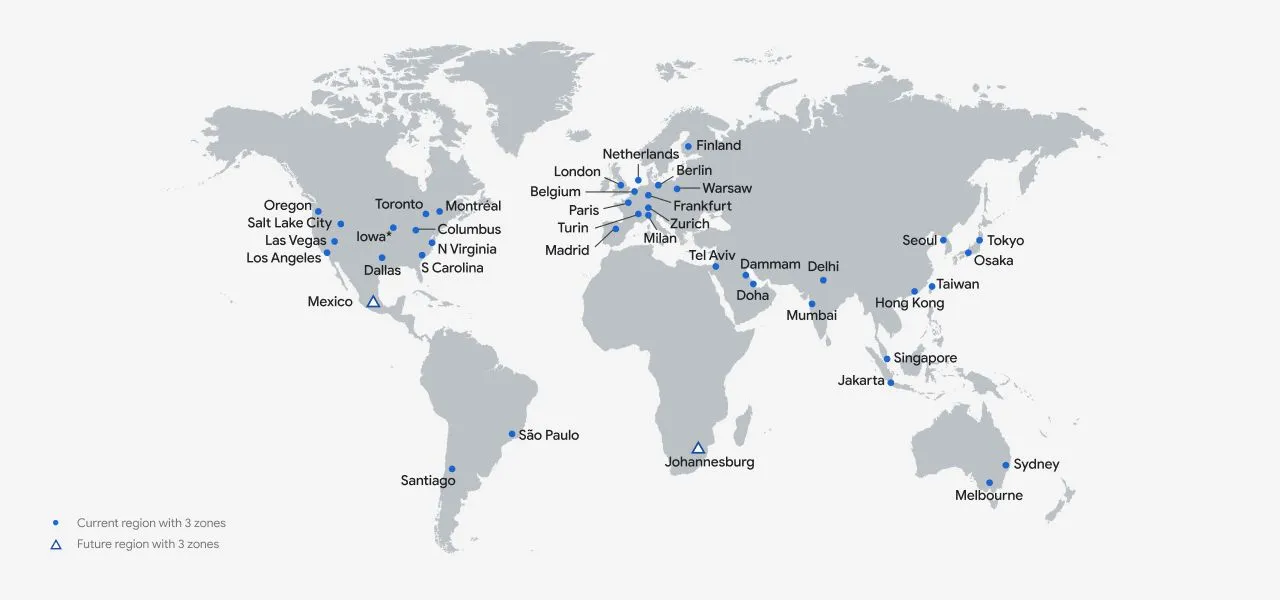 Example of GCP global regions map