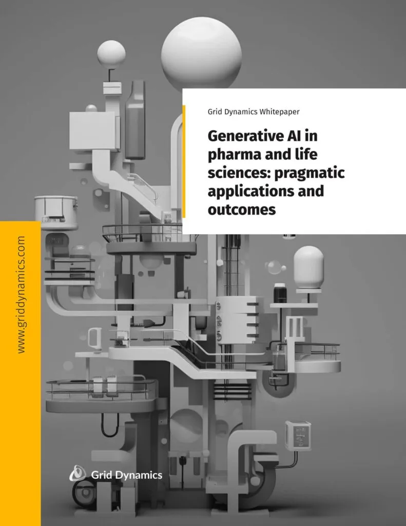 A book cover with the text: Generative AI in pharma and life sciences: pragmatic applications and outcomes
