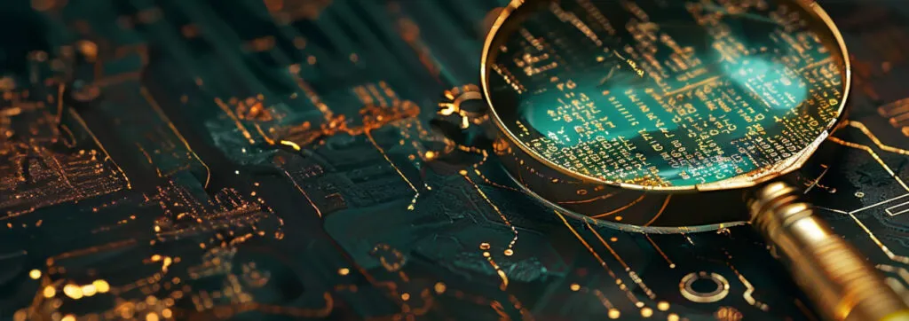 magnifying glass over a circuit board