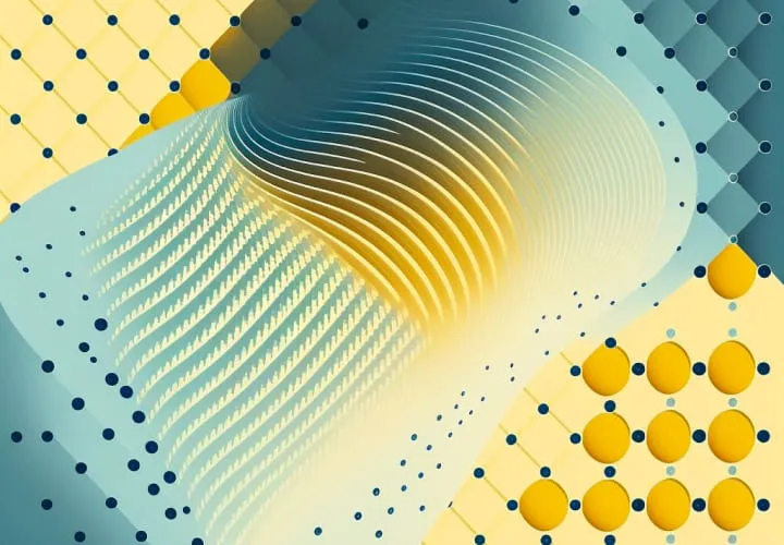 Circles and lines with dots in yellowish and blueish colors