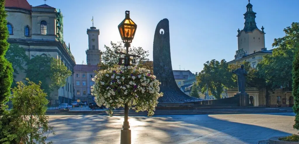 Evening view of a Ukrainian city