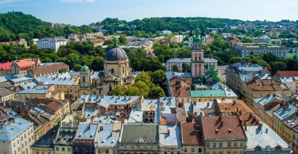 A view of an Ukrainian city in summer