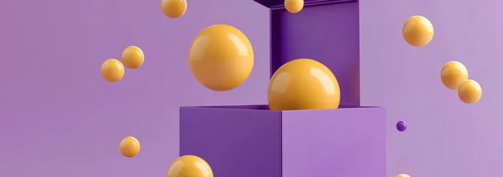 Yellow bubbles coming out of a purple box