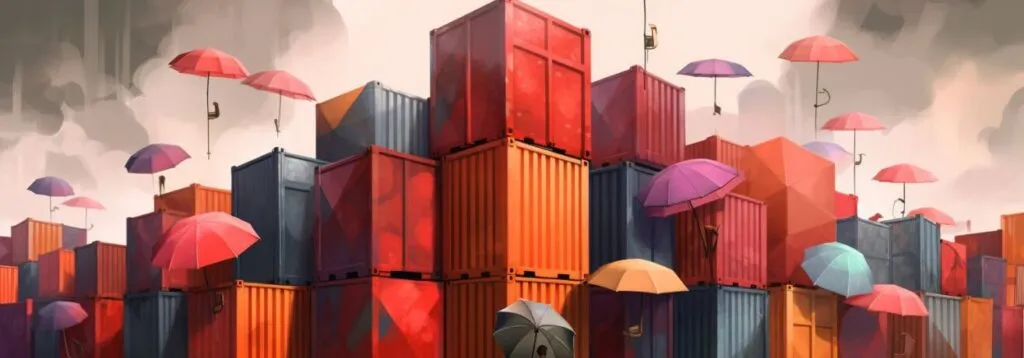 Metal containers and umbrellas