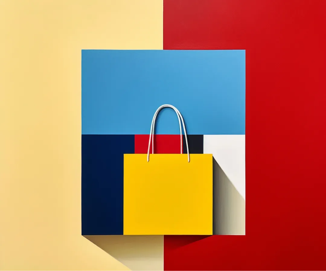 A yellow shopping bag and abstract background to illustrate silos
