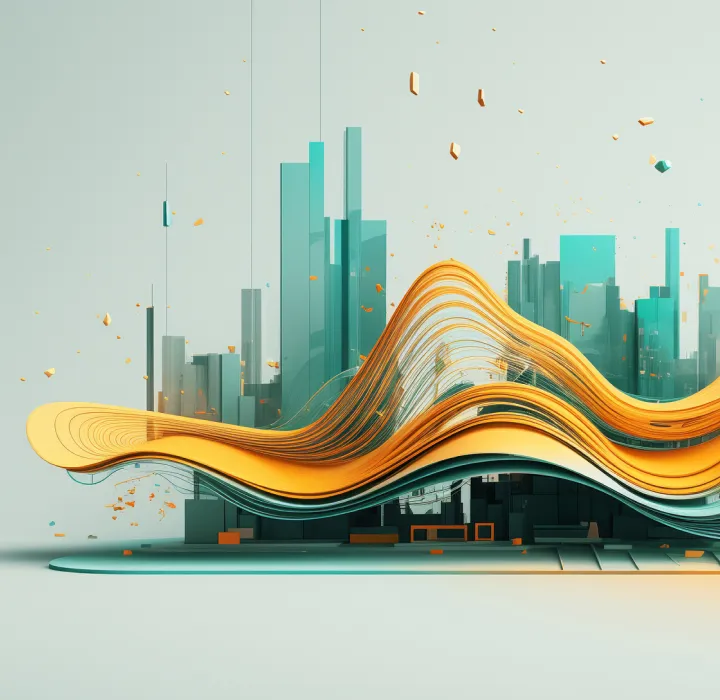 A city and abstract waves to explain aligning innovation with ethical considerations