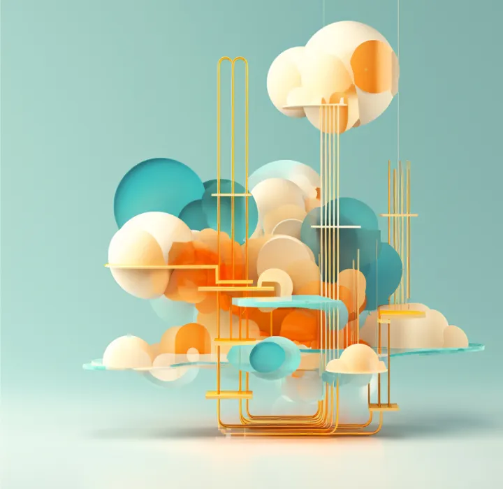Lines and pastel clouds to illustrate hybrid and multi-cloud strategies