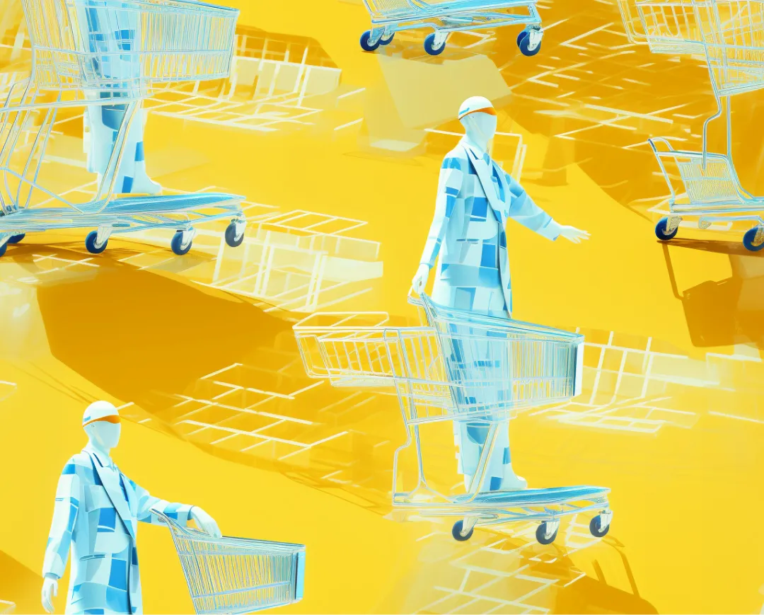 Customers and shopping carts to illustrate next-gen virtual try-ons and product vizualization