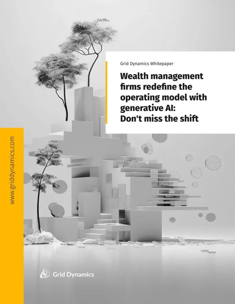 A book cover with the text: Wealth management firms redefine the operating model with the AI