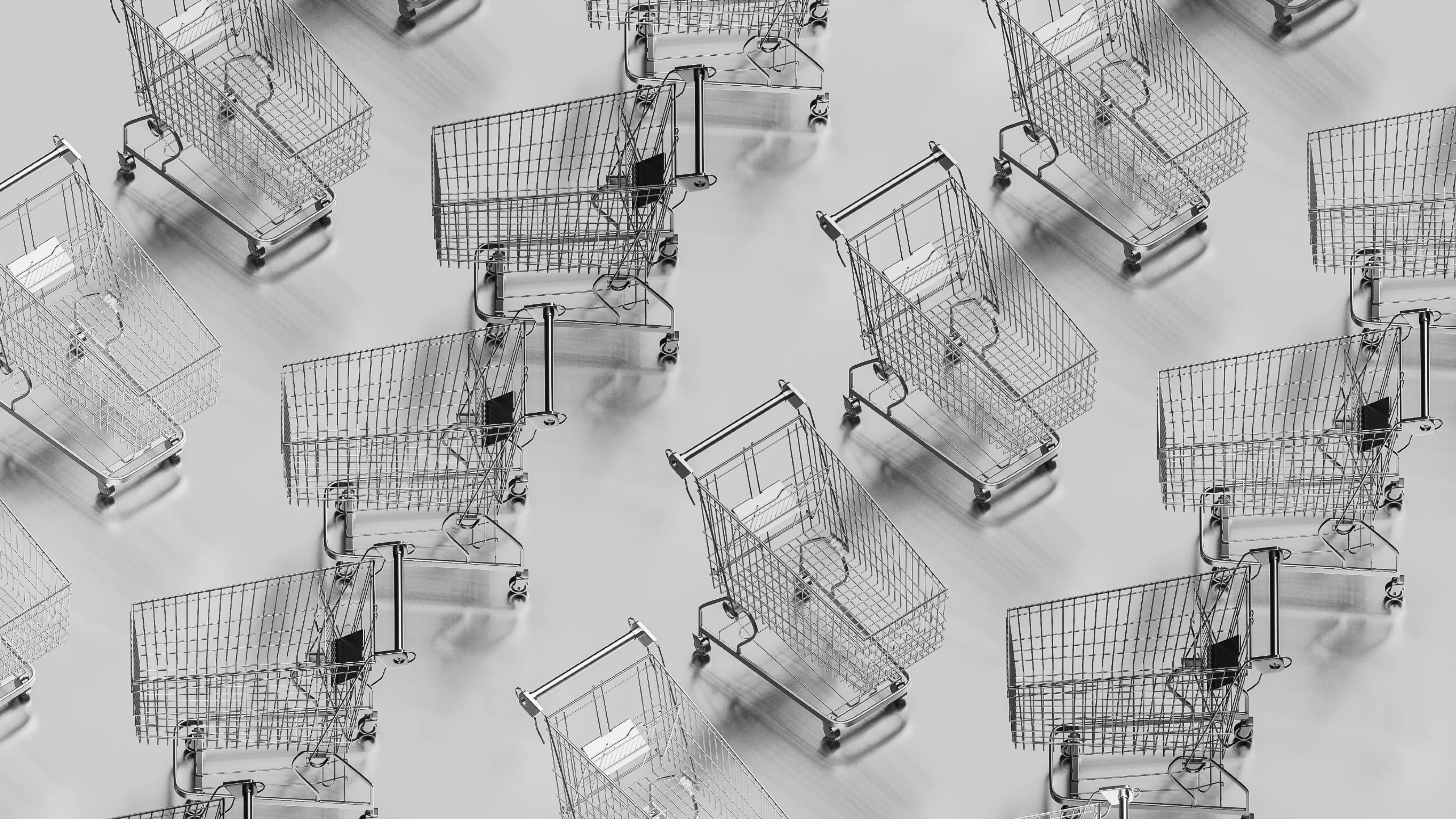 4 rows of shopping carts