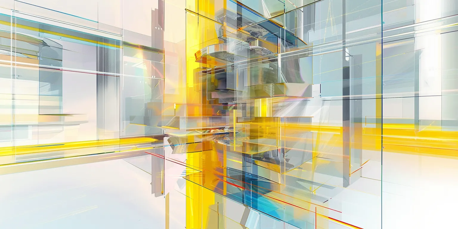 Abstract geometric composition with layered structures.