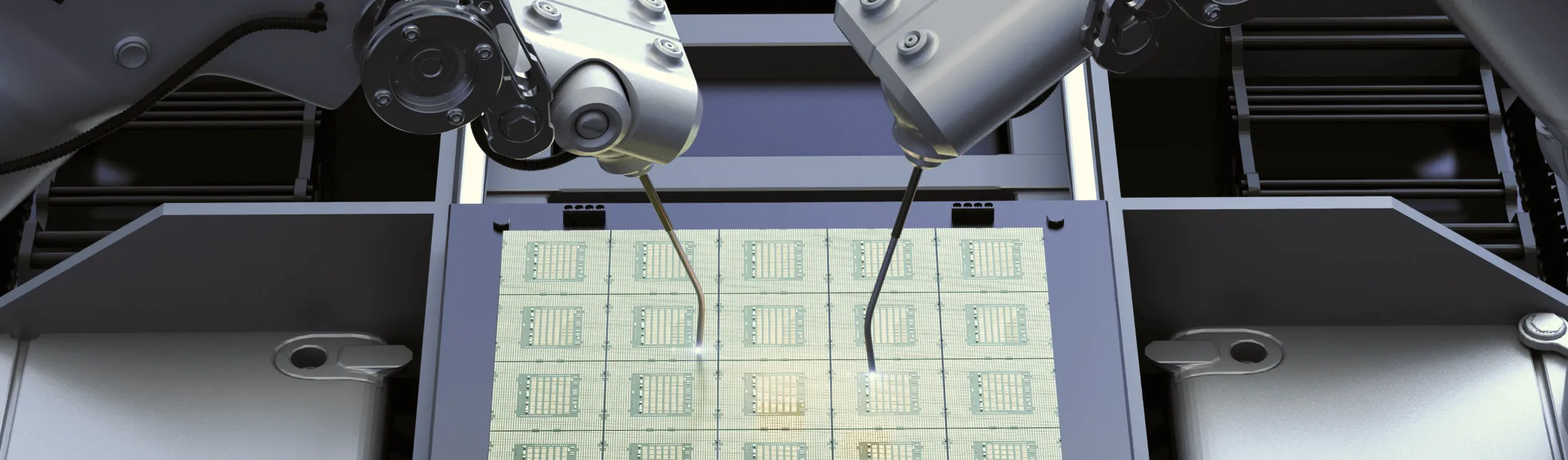 Two robots performing their tasks for smart manufacturing