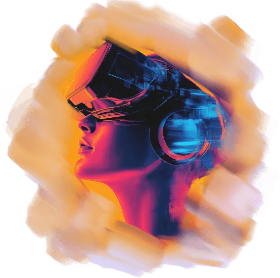 Abstract portrait of a girl in VR spectacles