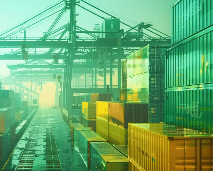 Shipping containers in the transparent logistics center